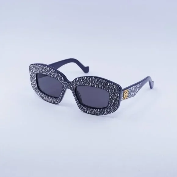 NWT Loewe Crystal Sunglasses LW4114IS 90A Navy Blue | Swarovski | Authentic Loewe LW4114IS 90A Sunglasses Navy with Crystal Studs  main image 4